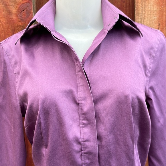 Banana Republic Elegant Purple Women's Button Down Shirt Size 6 Stretch - Picture 5 of 12